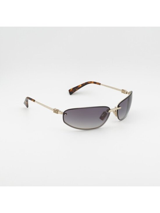 Miu Miu MUA50S ZVN30C Sunglasses Gold Rectangle Frame, Blue Mirror Silver Lenses